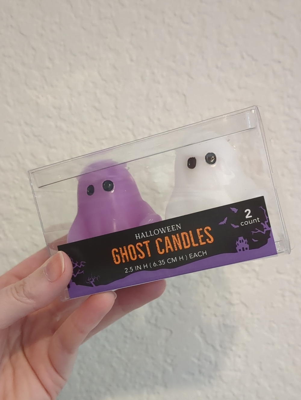 Halloween Ghost Candles - Purple & White (2 Count)